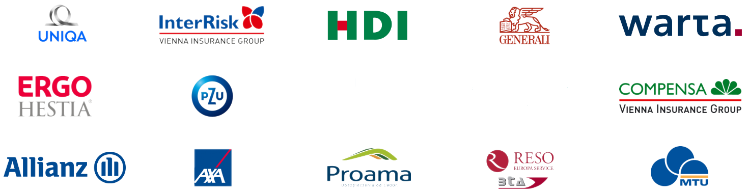 Towarzystwa ubezpieczeniowe z którymi współpracujemy Towarzystwa ubezpieczeniowe z którymi współpracujemy